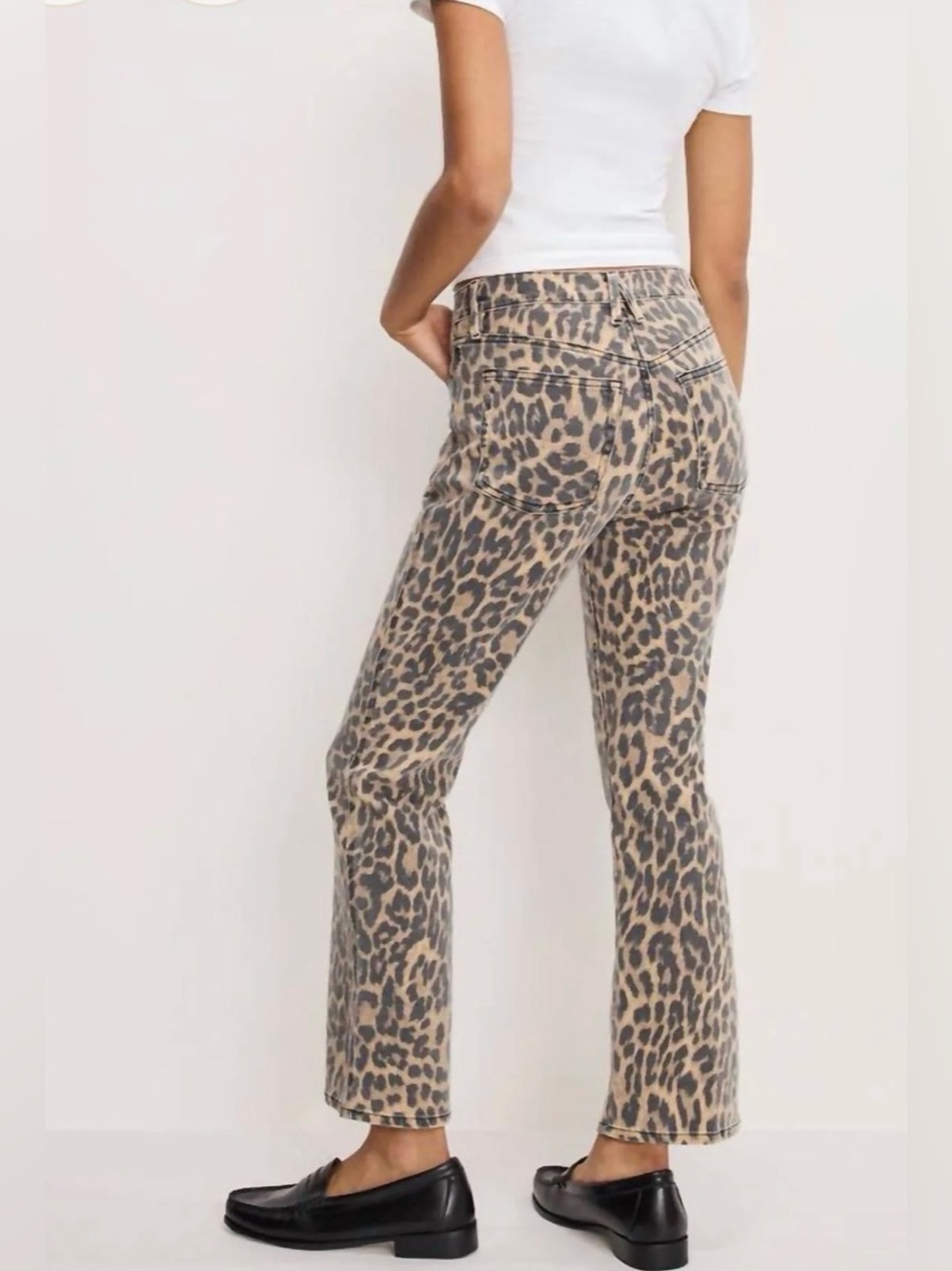 Good American High Rise Leopard Print Kick Flare Jeans - 8 / 29 Like New! - Picture 2 of 10